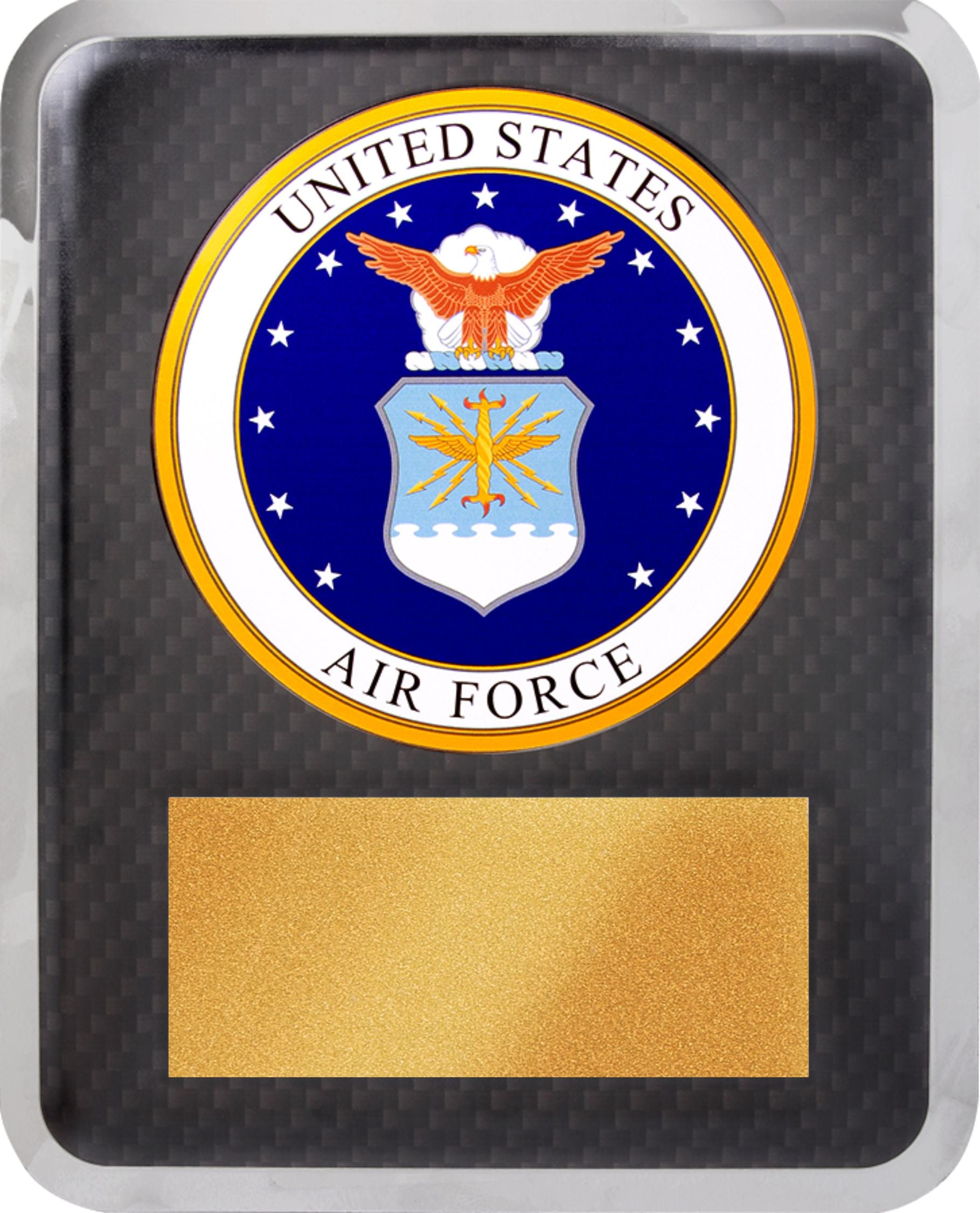 Air Force Hero Gold w Black Text Plaque