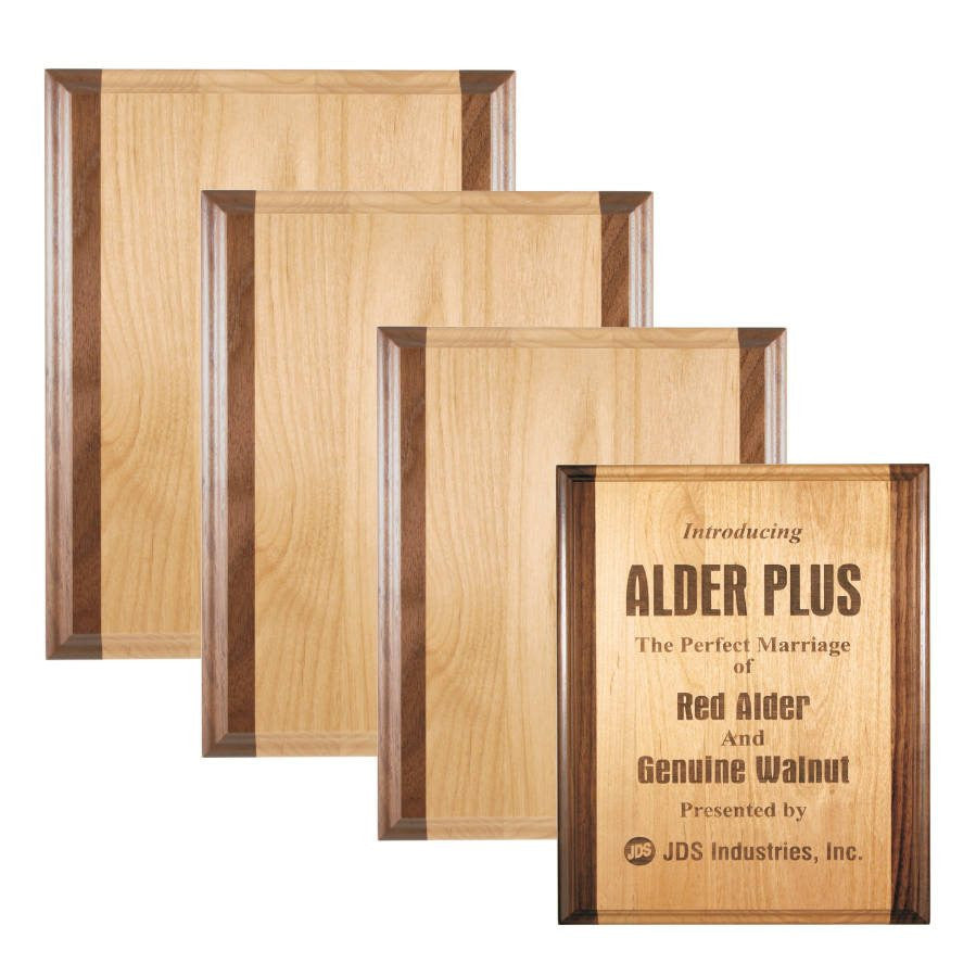 Laser Pics and Gifts: Genuine Red Alder & Genuine Walnut Plaque - Laser Pics & Gifts