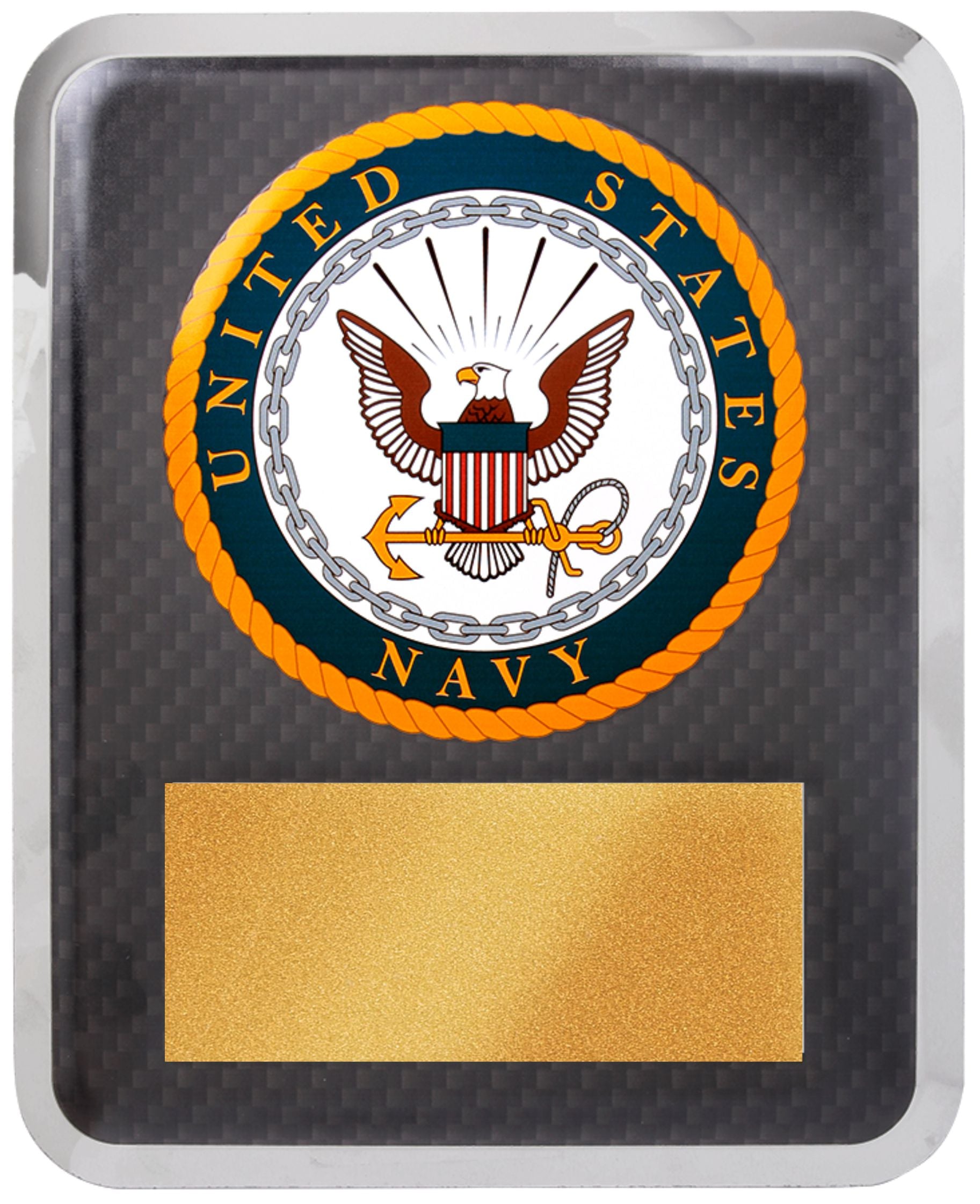 Navy Gold w Black Text Hero Plaque