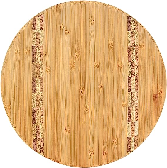 Cutting Board with Butcher Block Inlay - Round - Bamboo