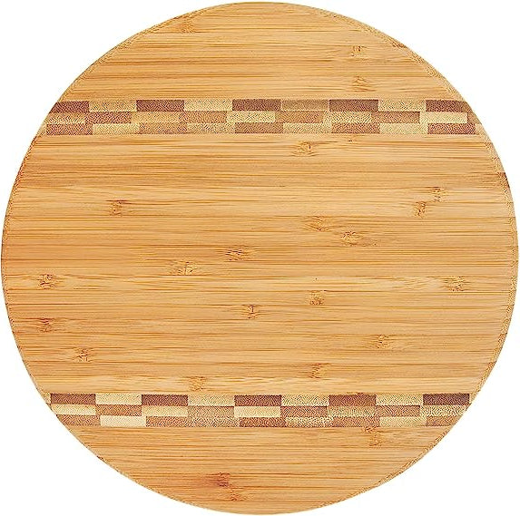 Cutting Board with Butcher Block Inlay - Round - Bamboo