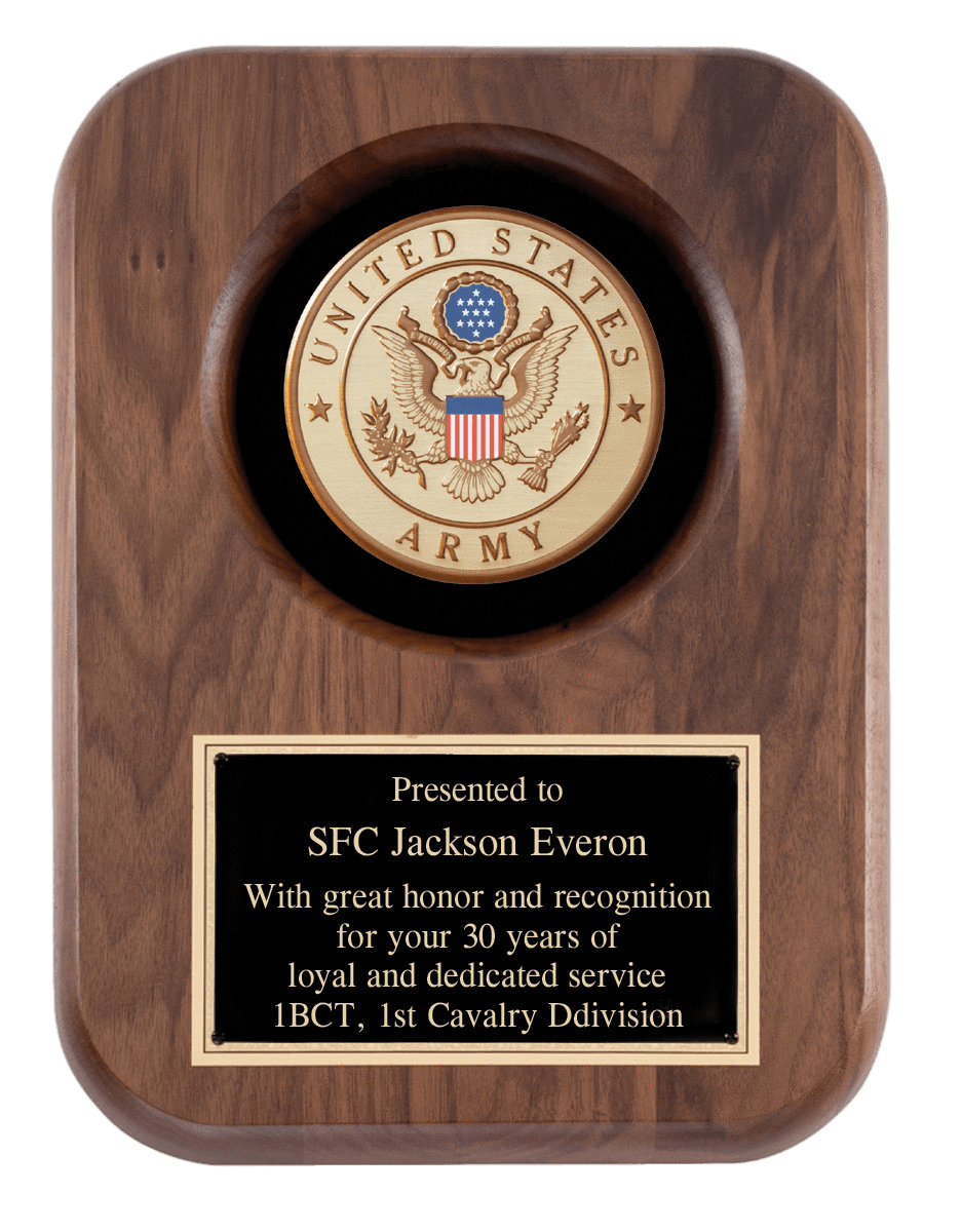 Laser Pics and Gifts: Army 9 x 12 Walnut Plaque - Laser Pics & Gifts