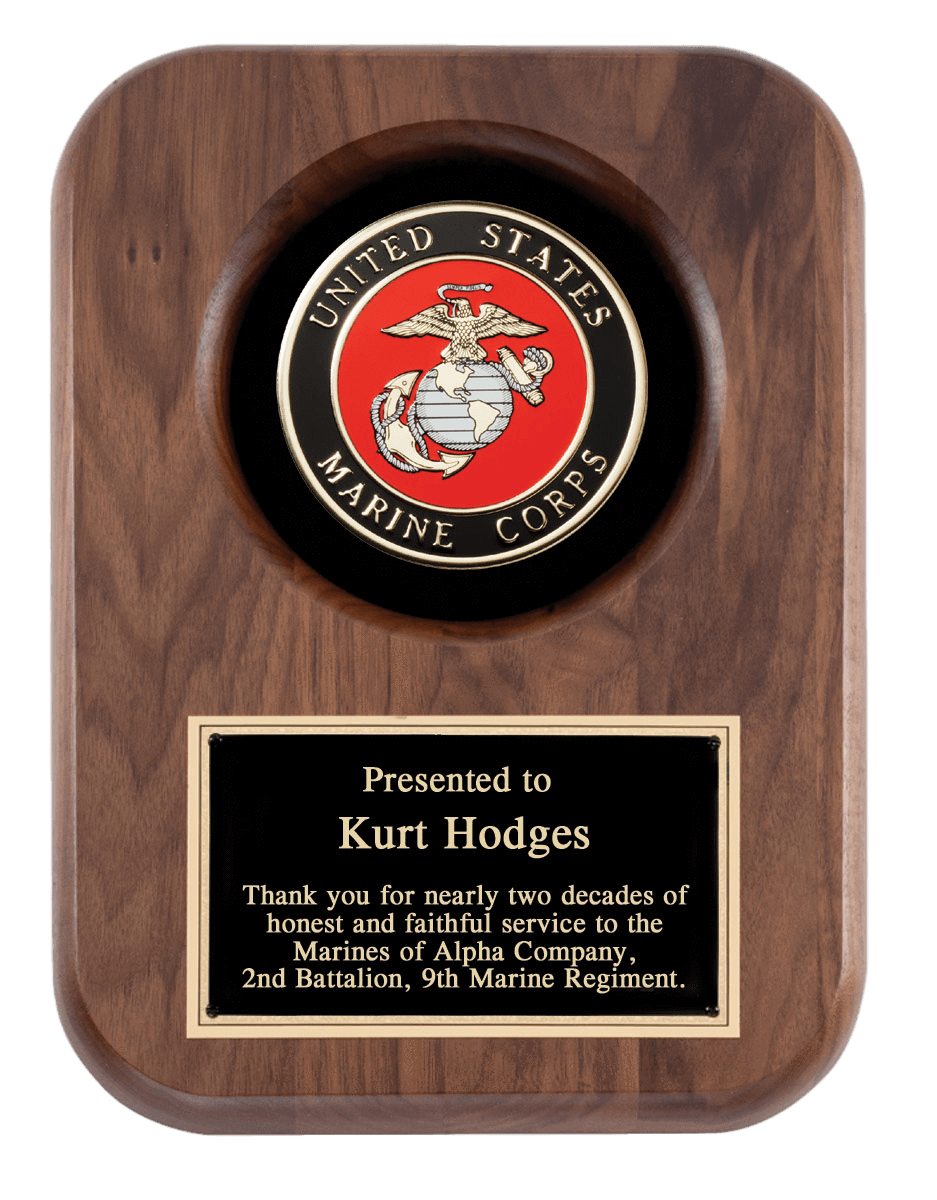 Laser Pics and Gifts: Marine Corps 9 x 12 Walnut Plaque - Laser Pics & Gifts