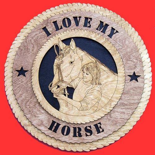 Laser Pics and Gifts: 12" GIRL WITH HORSE Plaque - Laser Pics & Gifts