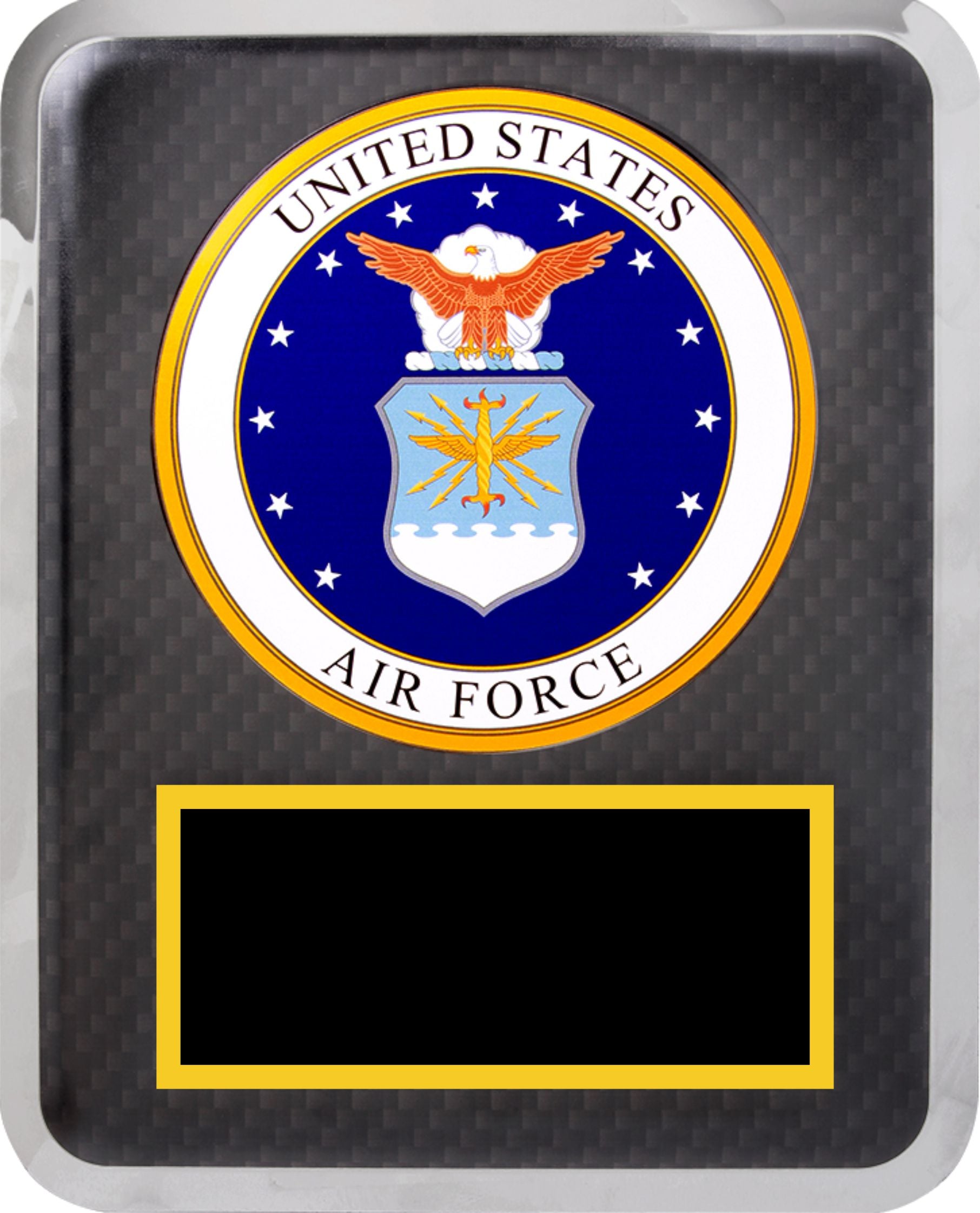 Air Force Hero Black w Gold Text Plaque