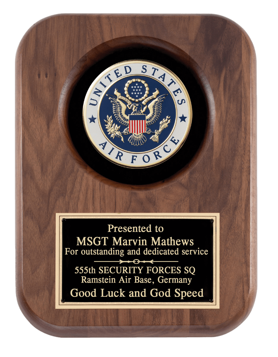 Laser Pics and Gifts: Air Force 9 x 12 Walnut Plaque - Laser Pics & Gifts