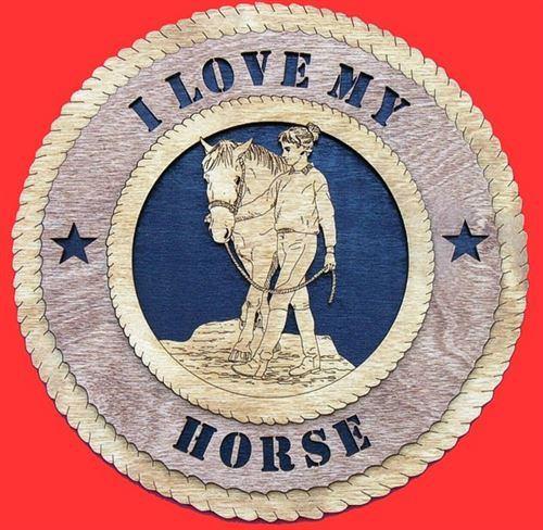 Laser Pics and Gifts: 12" FEMALE WITH HORSE Plaque - Laser Pics & Gifts
