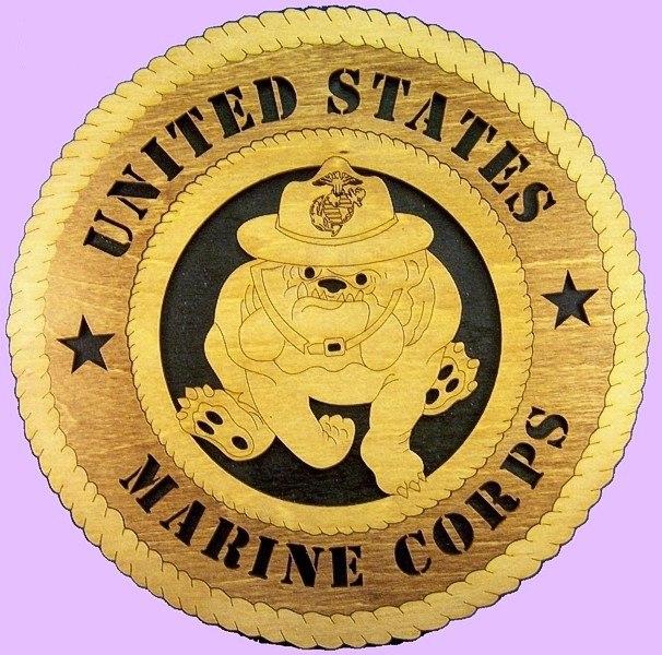 Laser Pics and Gifts: 12" MARINE Bulldog Military Plaque - Laser Pics & Gifts