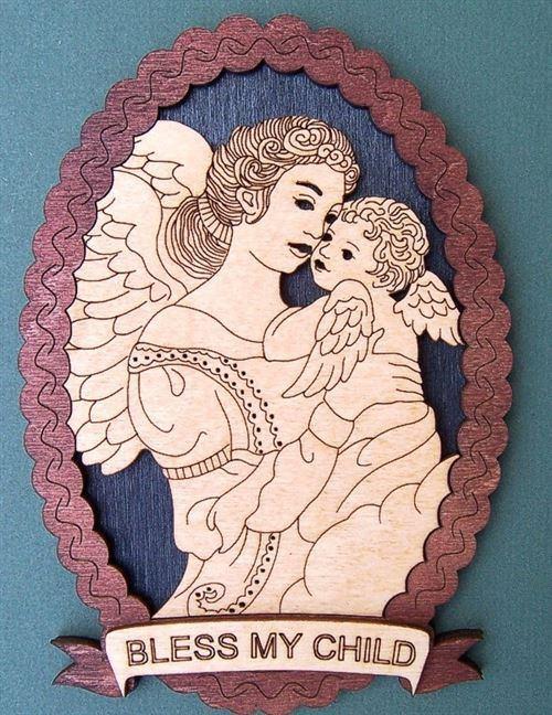 Laser Pics and Gifts: 12" OVAL ANGEL & BABY Spiritual Plaque - Laser Pics & Gifts