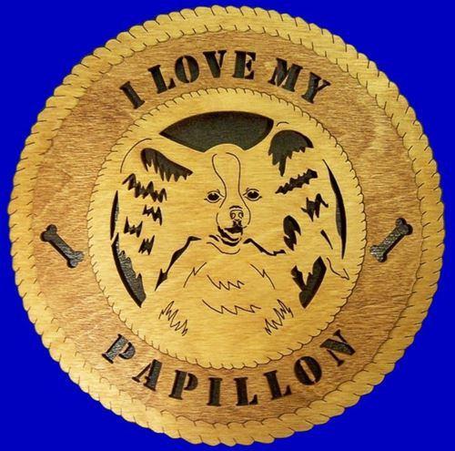 Laser Pics and Gifts: 12" PAPILLION Dog Plaque - Laser Pics & Gifts