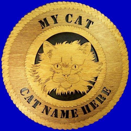 Laser Pics and Gifts: 12" LONG HAIRED CAT Plaque - Laser Pics & Gifts